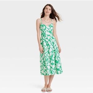 A New Day Women's Sleeveless Midi Dress - Green Floral Medium